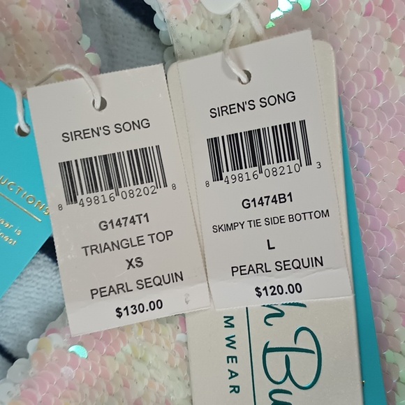 Beach Bunny Siren's Song XS Triangle Top Lg Skimpy Tie Side Bottom NWT - Picture 11 of 14